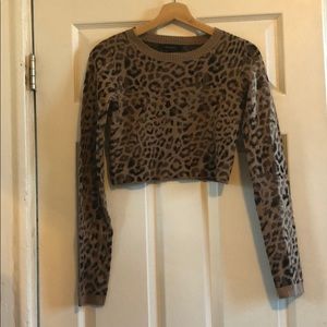 Olivaceous Cropped Leopard Sweater (Size S)